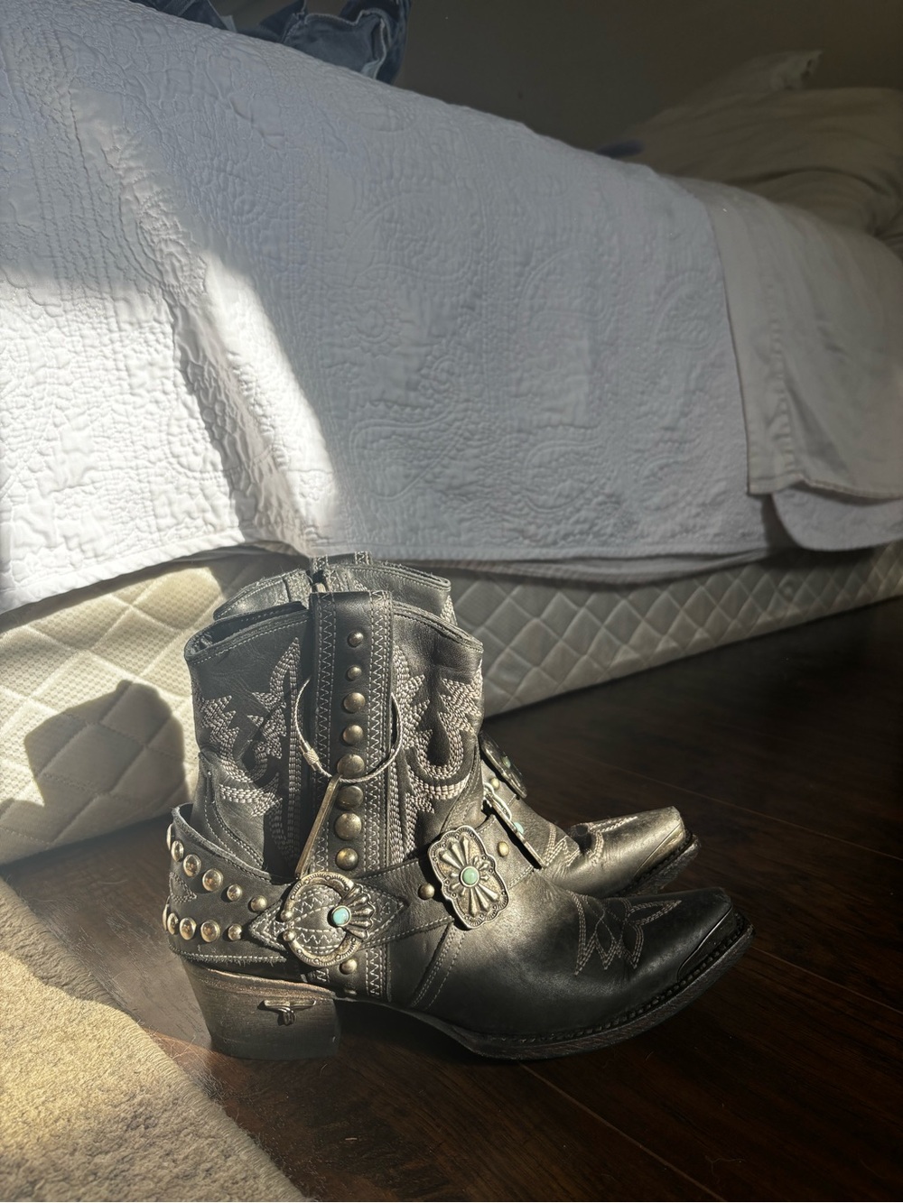 Women’s Black Embellished Western Ankle Boots